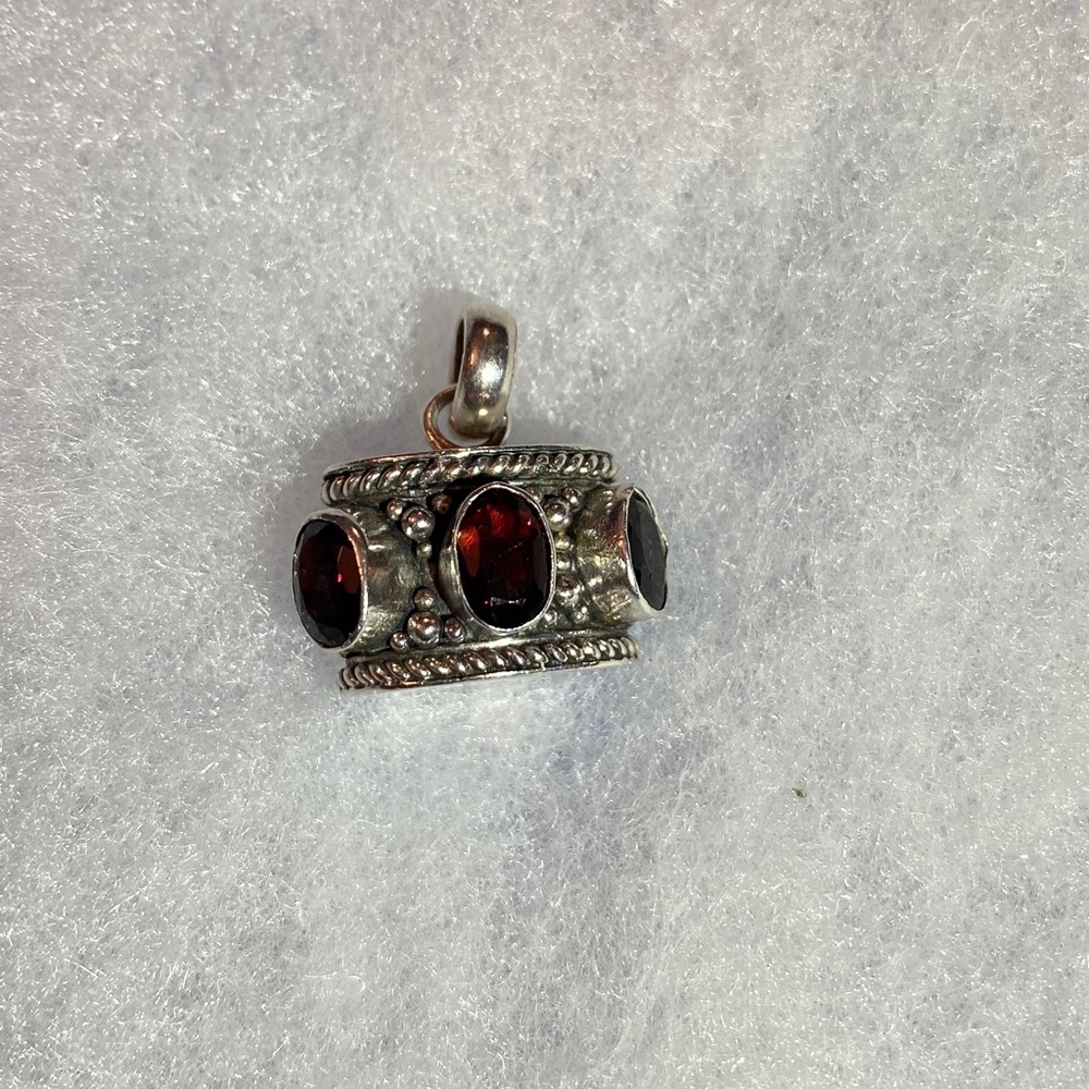 Sterling Silver Garnet Pendant